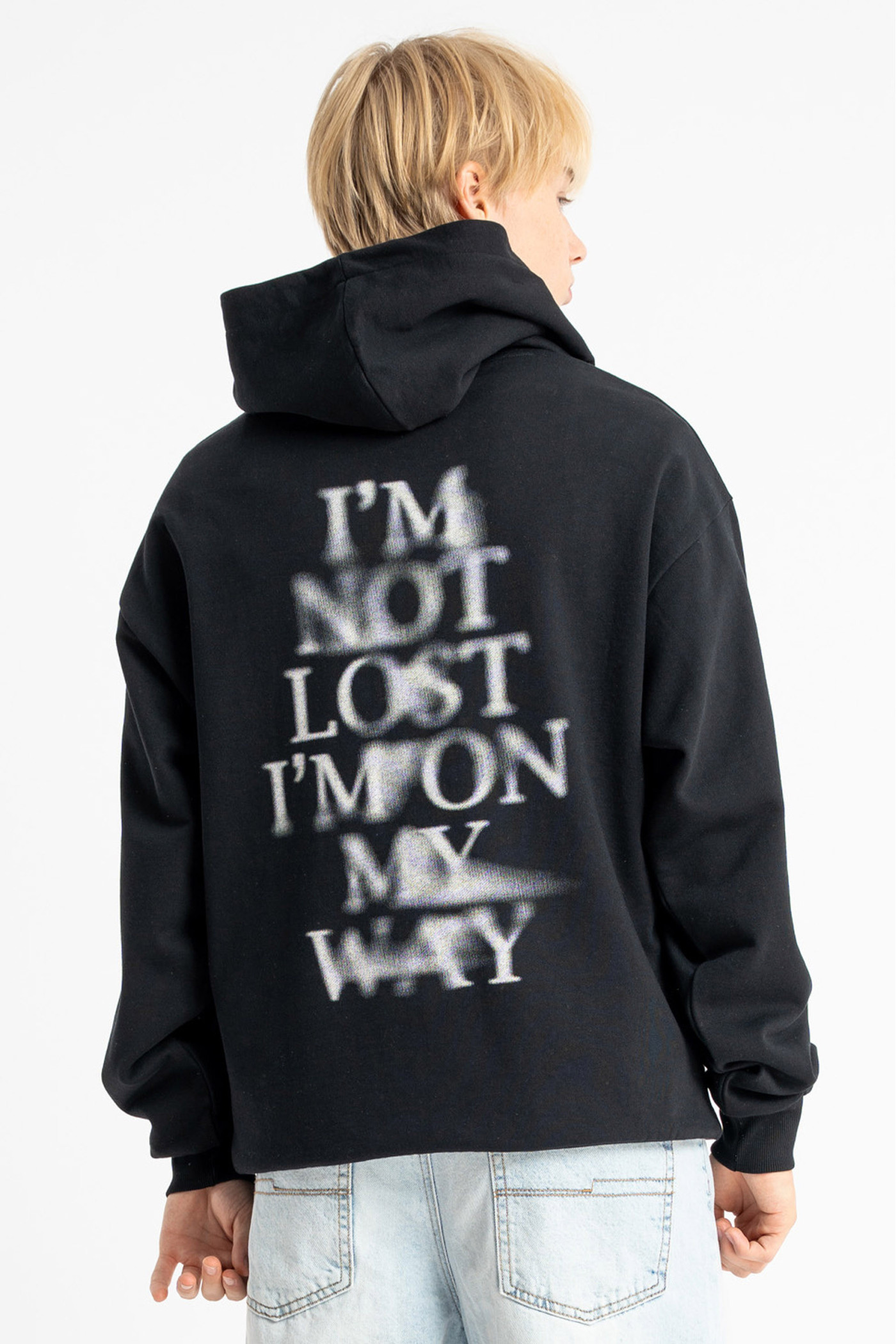 Czarna bluza REGULAR z kapturem z autorska grafiką z tyłu