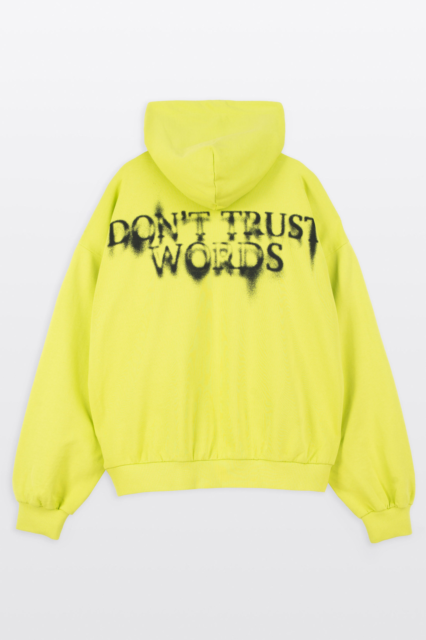 Limonkowa bluza BOXY z kapturem z autorska grafiką z tyłu