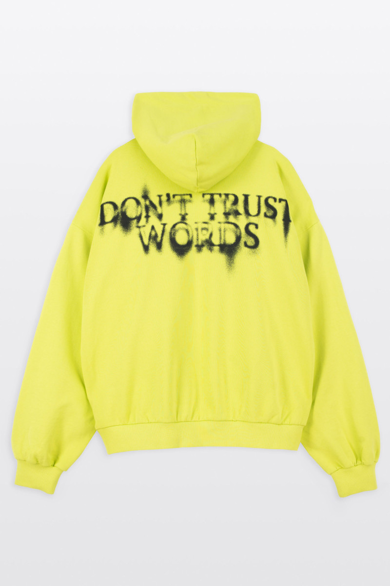 Limonkowa bluza BOXY z kapturem z autorska grafiką z tyłu