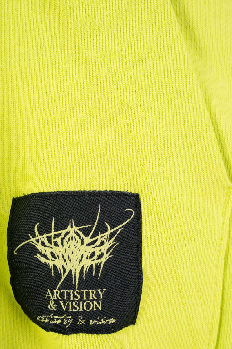 Limonkowa bluza BOXY z kapturem z autorska grafiką z tyłu