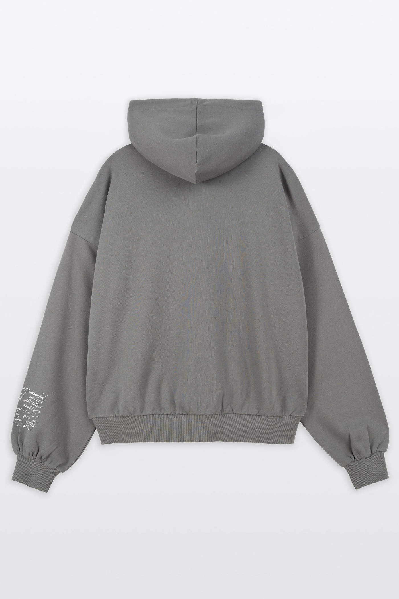 Szara bluza BOXY z kapturem z minimalistycznymi nadrukami