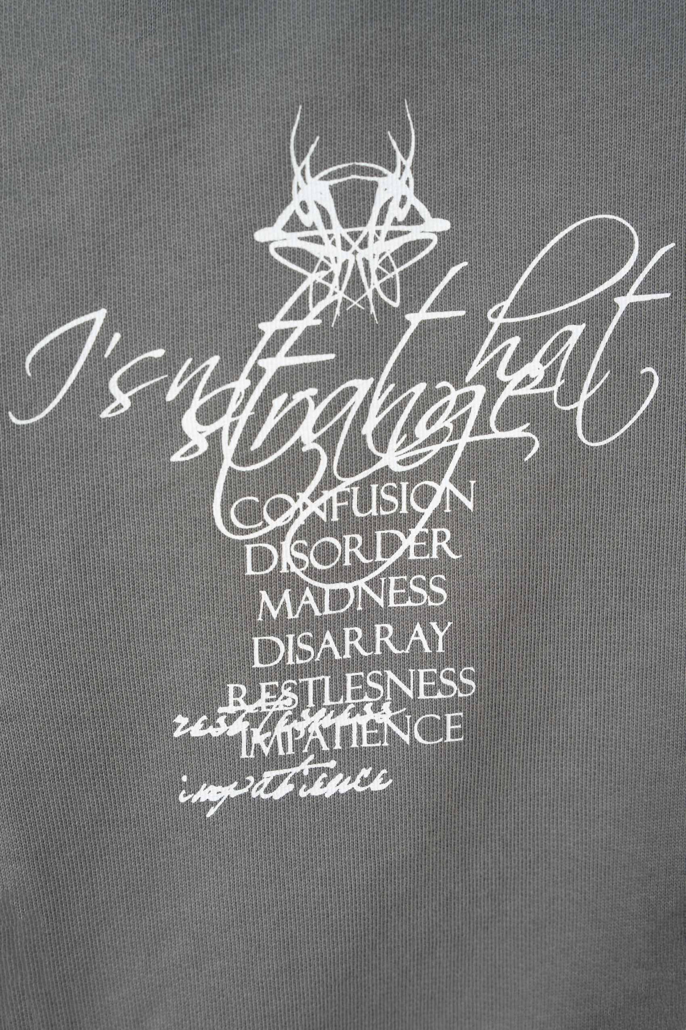 Szara bluza BOXY z kapturem z minimalistycznymi nadrukami