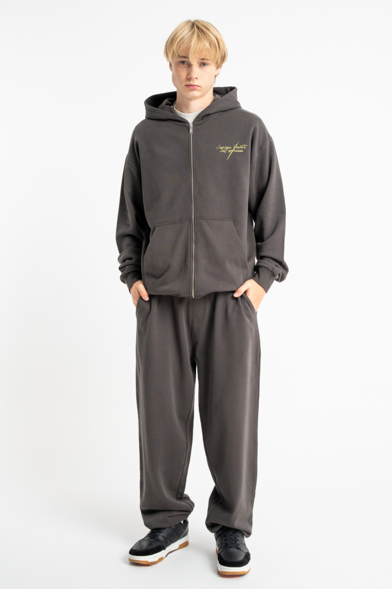 Ciemnoszara bluza REGULAR z kapturem z autorska grafiką z tyłu