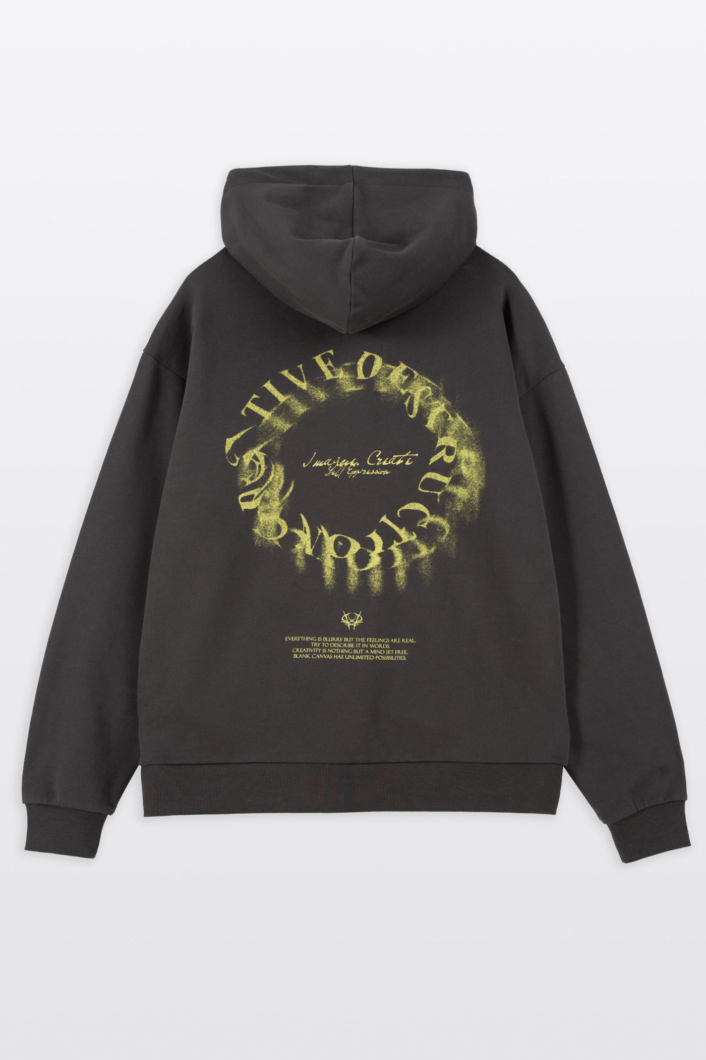 Ciemnoszara bluza REGULAR z kapturem z autorska grafiką z tyłu