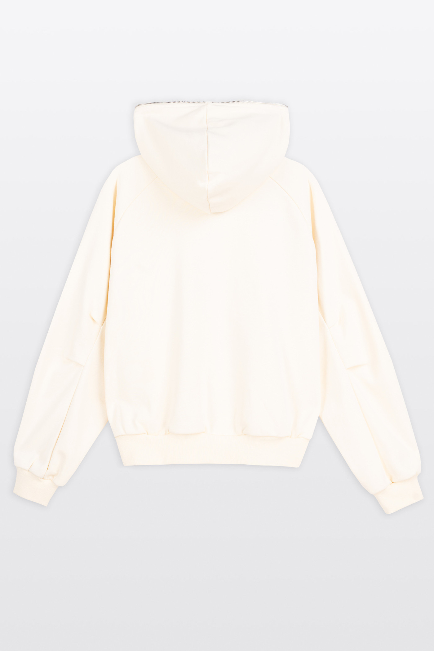 Kremowa rozpinana bluza BOXY z kapturem