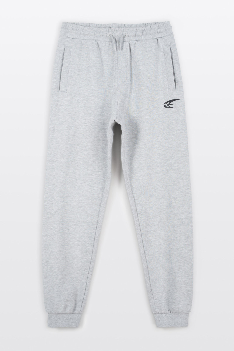Szare spodnie dresowe REGULAR z minimalistycznym nadrukiem