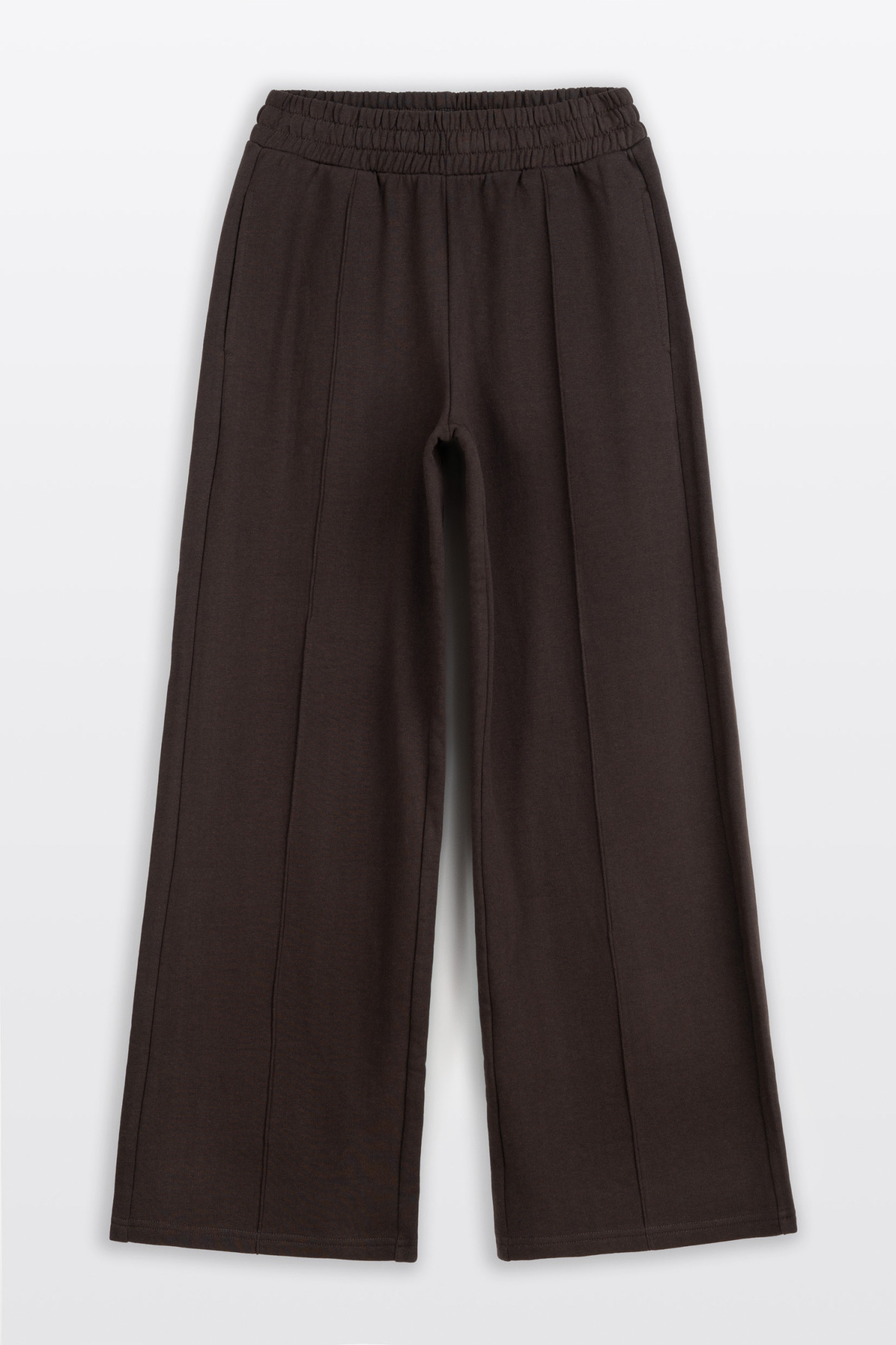 Brązowe spodnie dresowe STRAIGHT z modnymi przeszyciami