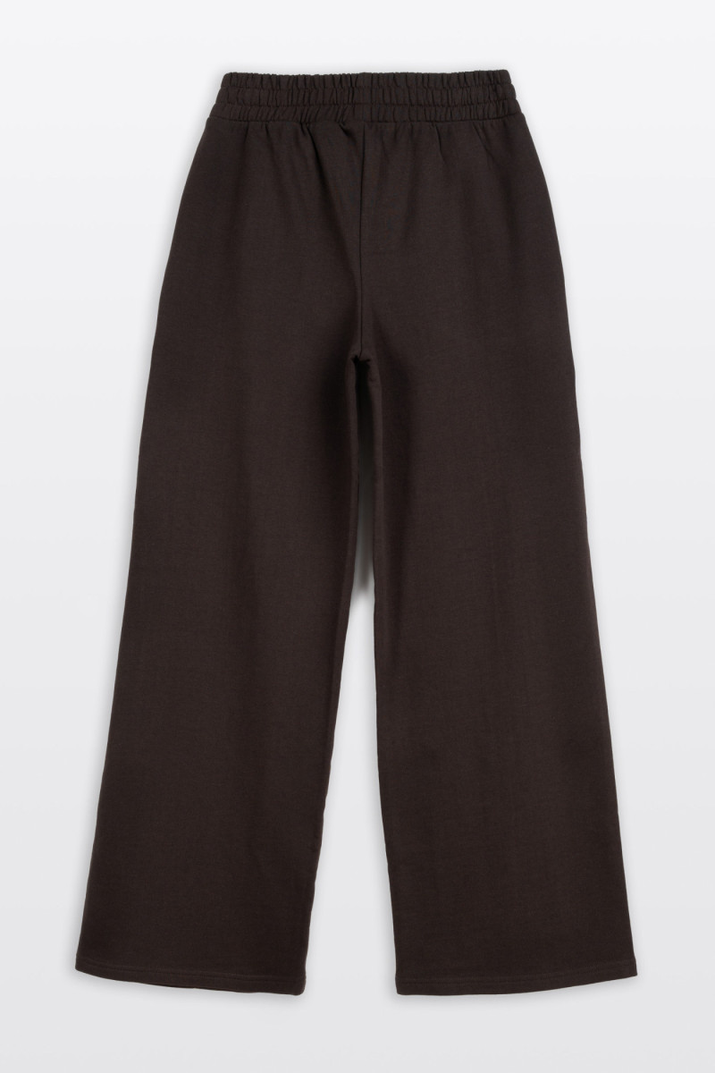 Brązowe spodnie dresowe STRAIGHT z modnymi przeszyciami