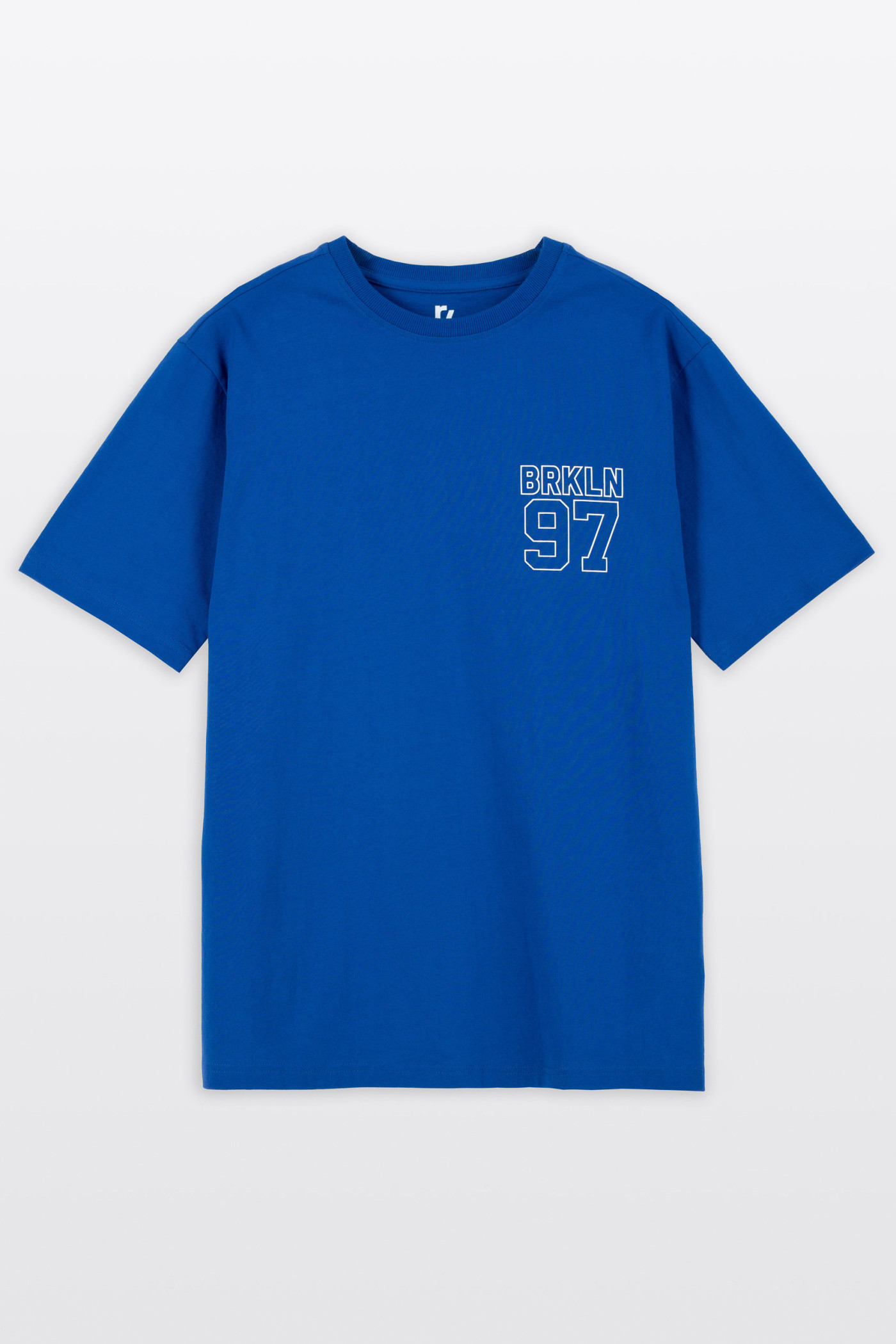 Niebieski t-shirt REGULAR z autorską grafiką z tyłu