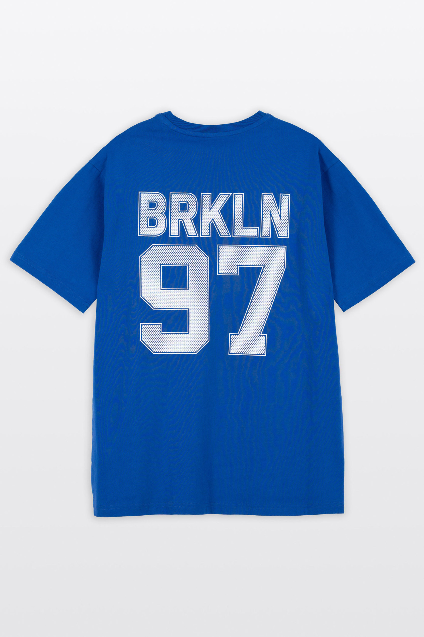 Niebieski t-shirt REGULAR z autorską grafiką z tyłu