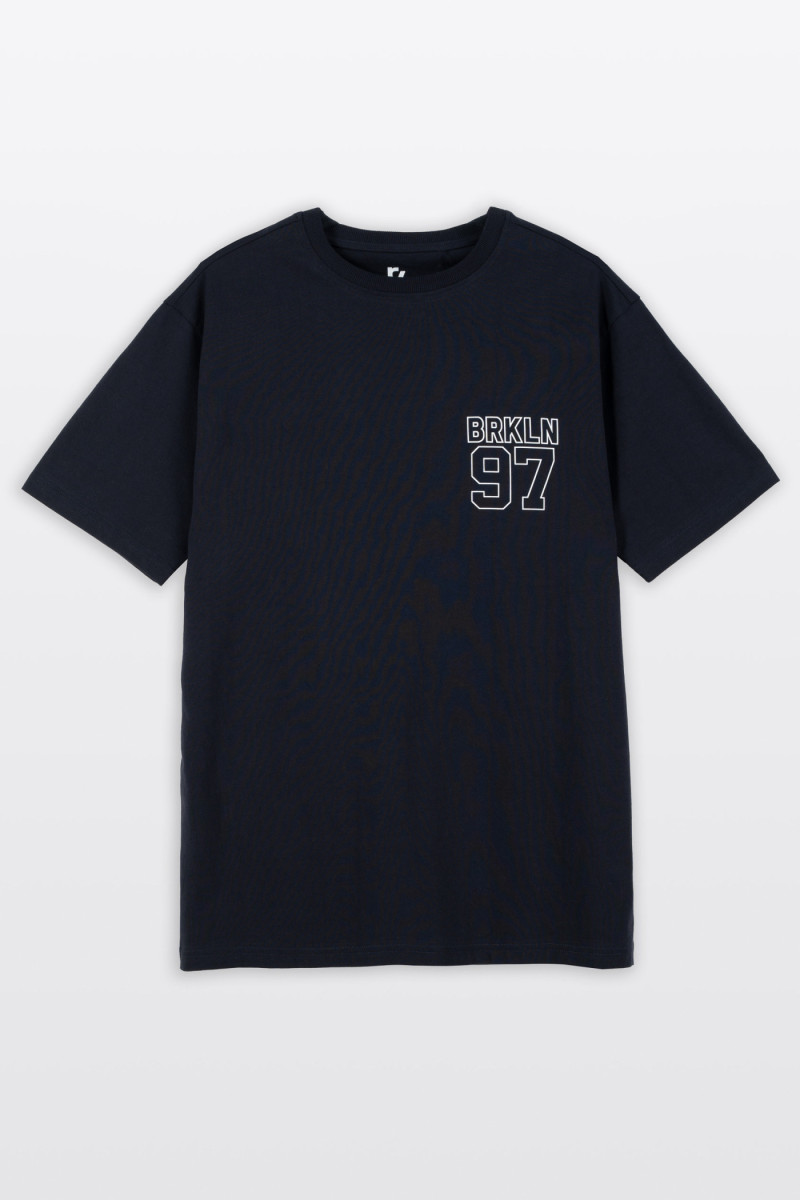 Granatowy t-shirt REGULAR z autorską grafiką z tyłu, granatowy