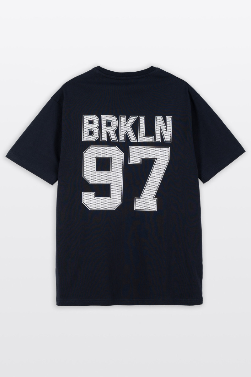 Granatowy t-shirt REGULAR z autorską grafiką z tyłu, granatowy