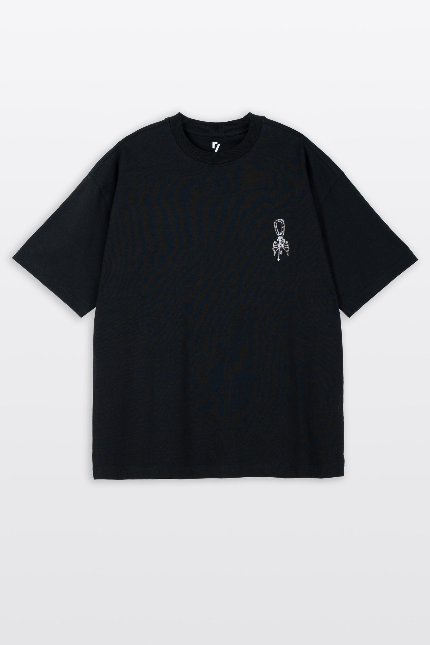 Czarny t-shirt OVERSIZE z minimalistyczną grafiką