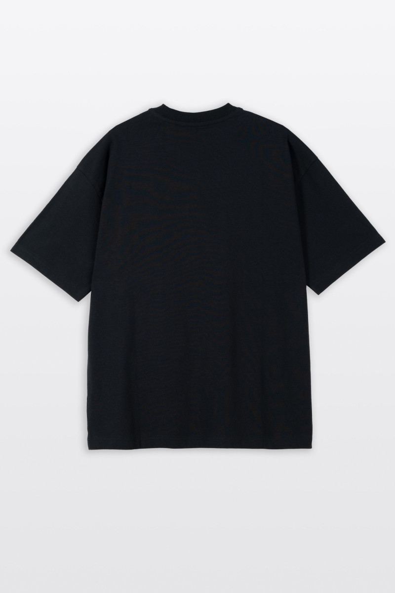 Czarny t-shirt OVERSIZE z minimalistyczną grafiką