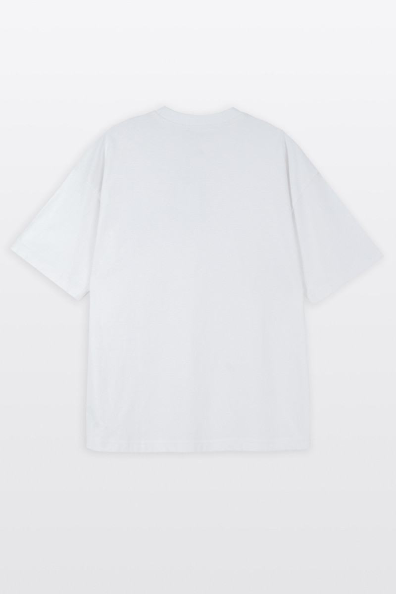 Biały t-shirt OVERSIZE z minimalistyczną grafiką