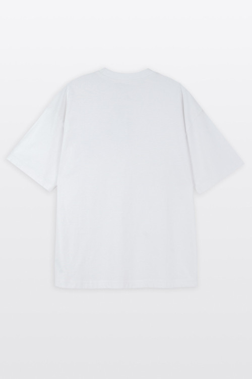 Biały t-shirt OVERSIZE z minimalistyczną grafiką