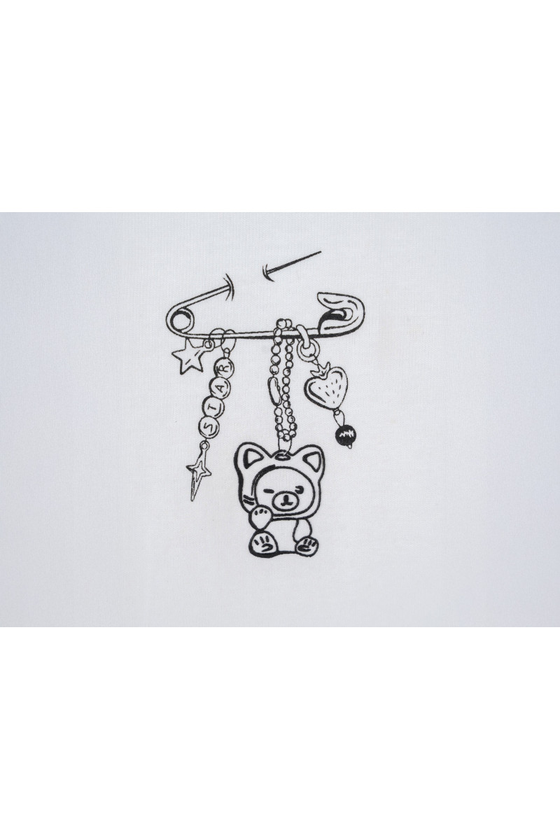 Biały t-shirt OVERSIZE z minimalistyczną grafiką, biały