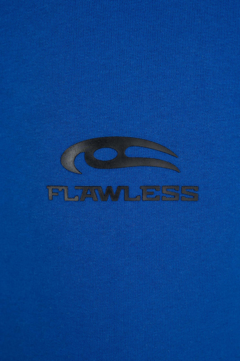 Niebieska bluza BOXY z kapturem z minimalistycznym nadrukiem