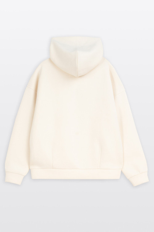Kremowa bluza z kapturem bez nadruków