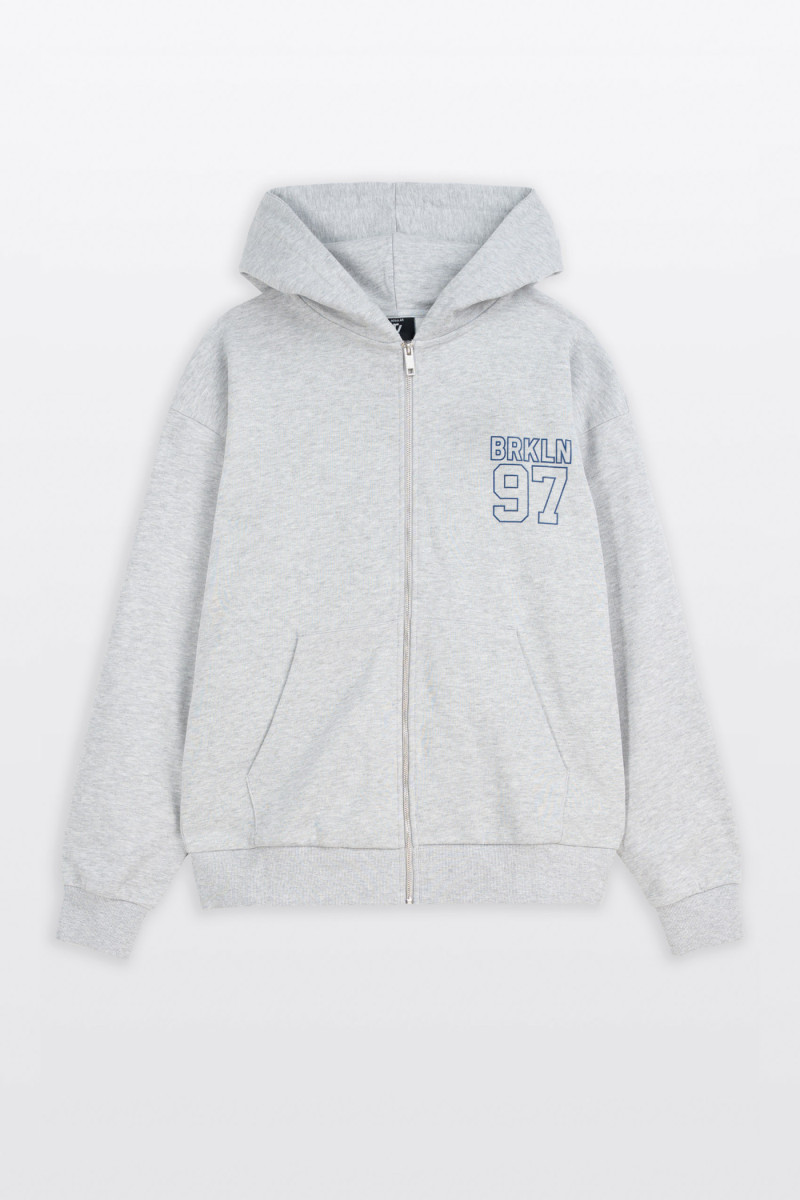 Szara bluza REGULAR z kapturem z autorską grafiką z tyłu, szary