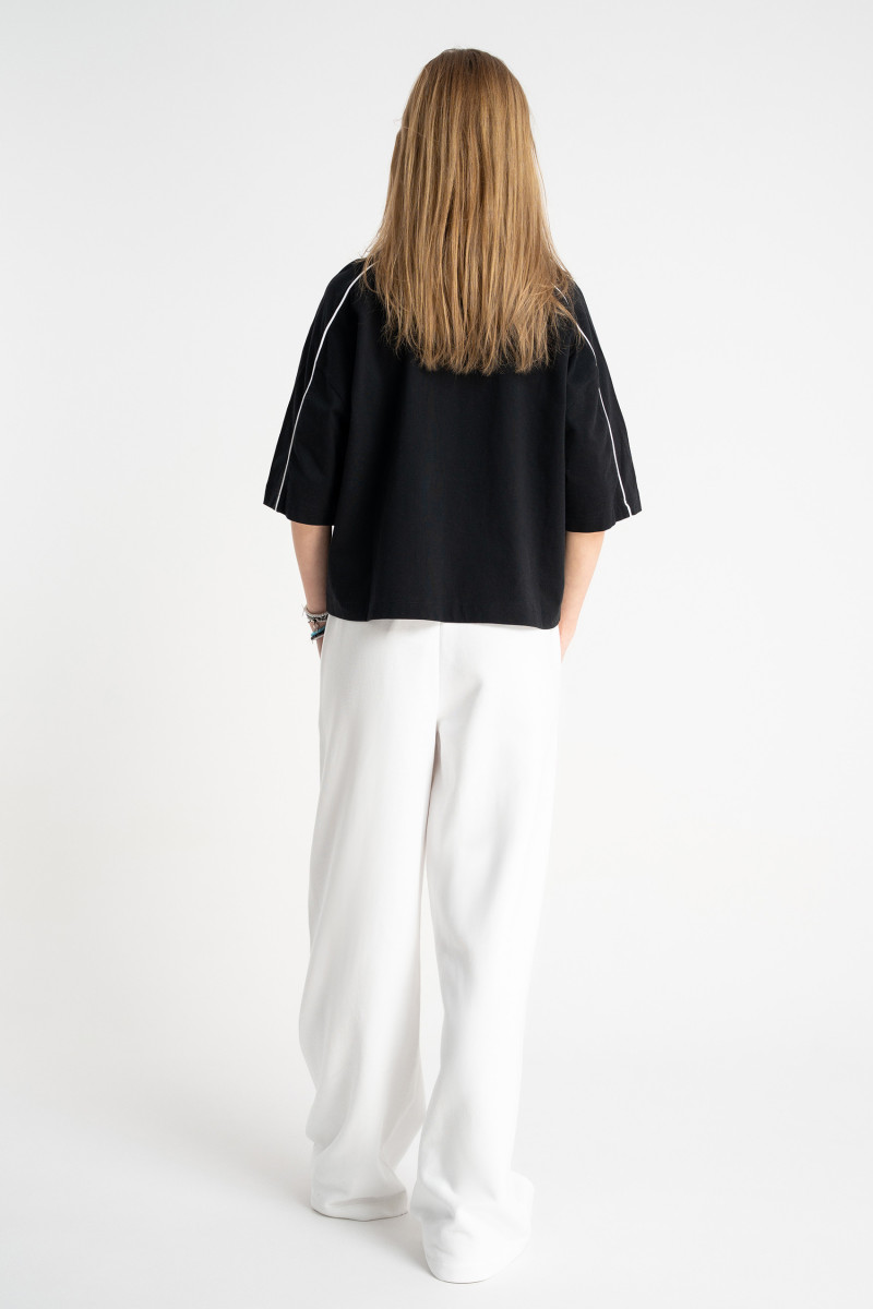 Białe spodnie dresowe STRAIGHT z modnymi przeszyciami, biały