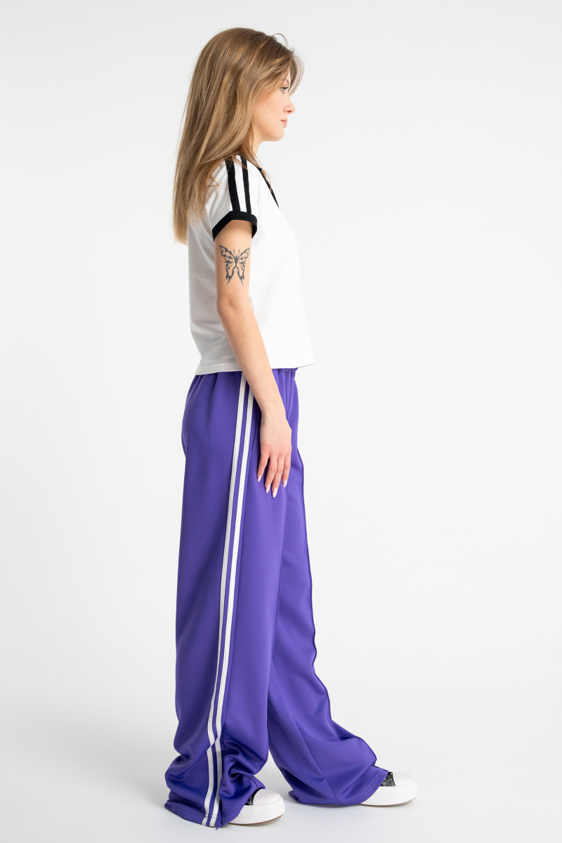 Fioletowe spodnie dresowe z lampasami, fioletowy