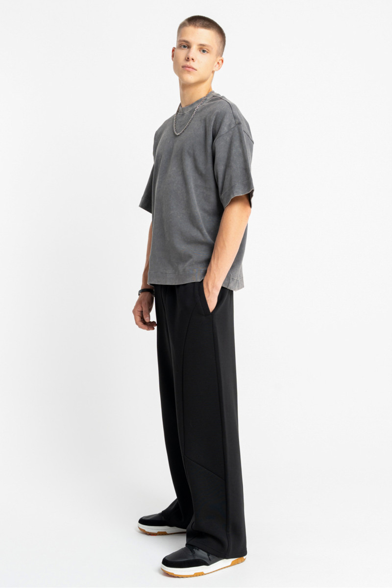 Szary t-shirt BOXY z efektem sprania