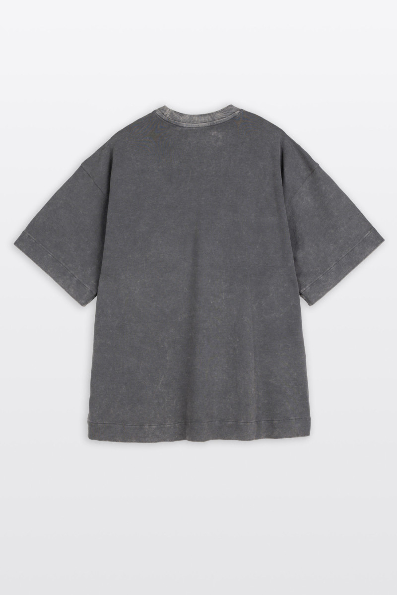 Szary t-shirt BOXY z efektem sprania