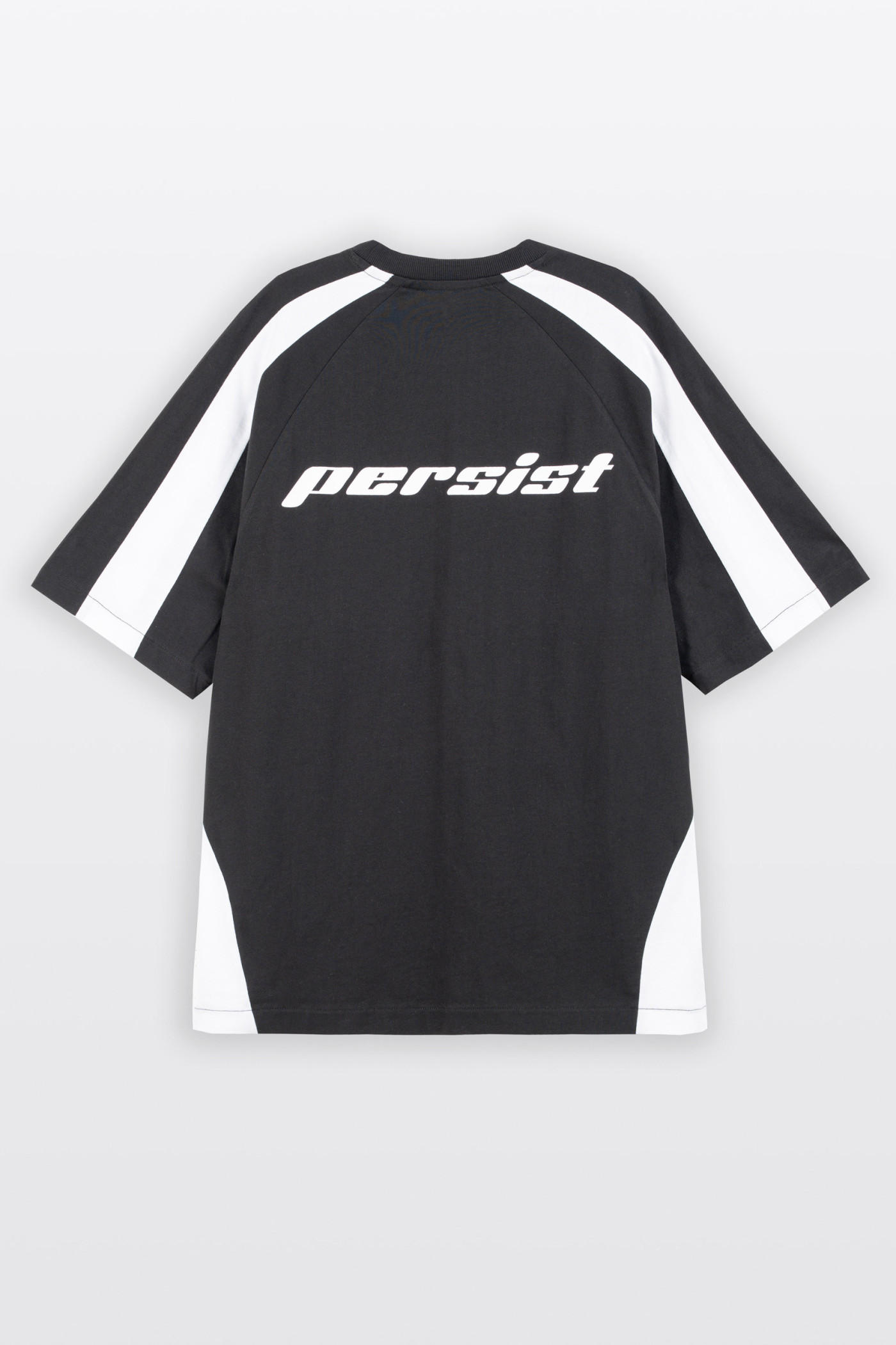 Czarny t-shirt OVERSIZE z kontrastowymi wstawkami