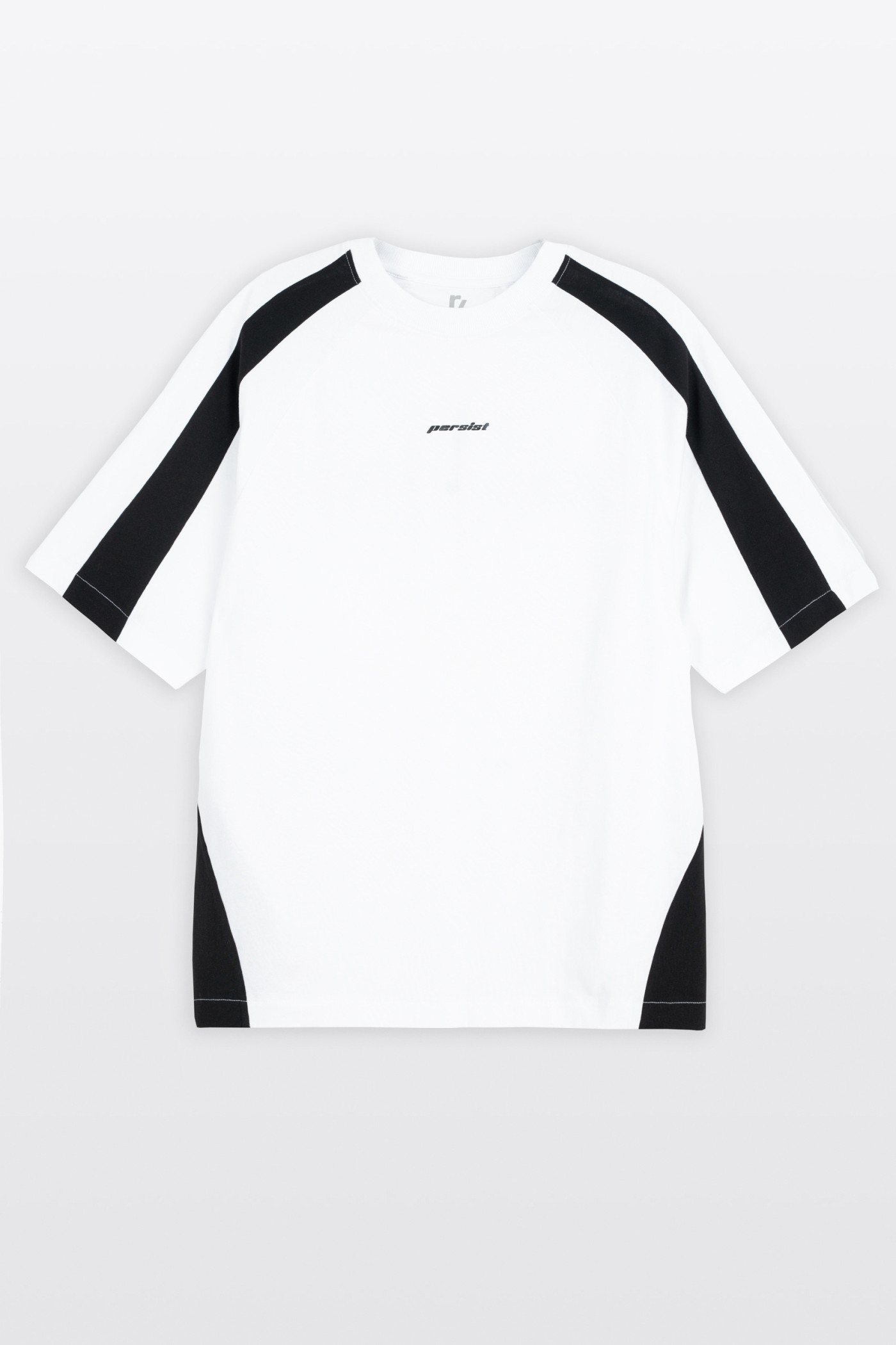 Biały t-shirt OVERSIZE z kontrastowymi wstawkami