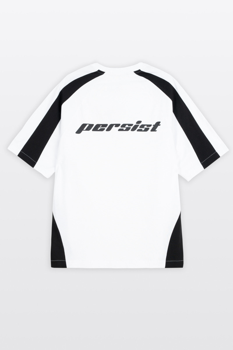 Biały t-shirt OVERSIZE z kontrastowymi wstawkami