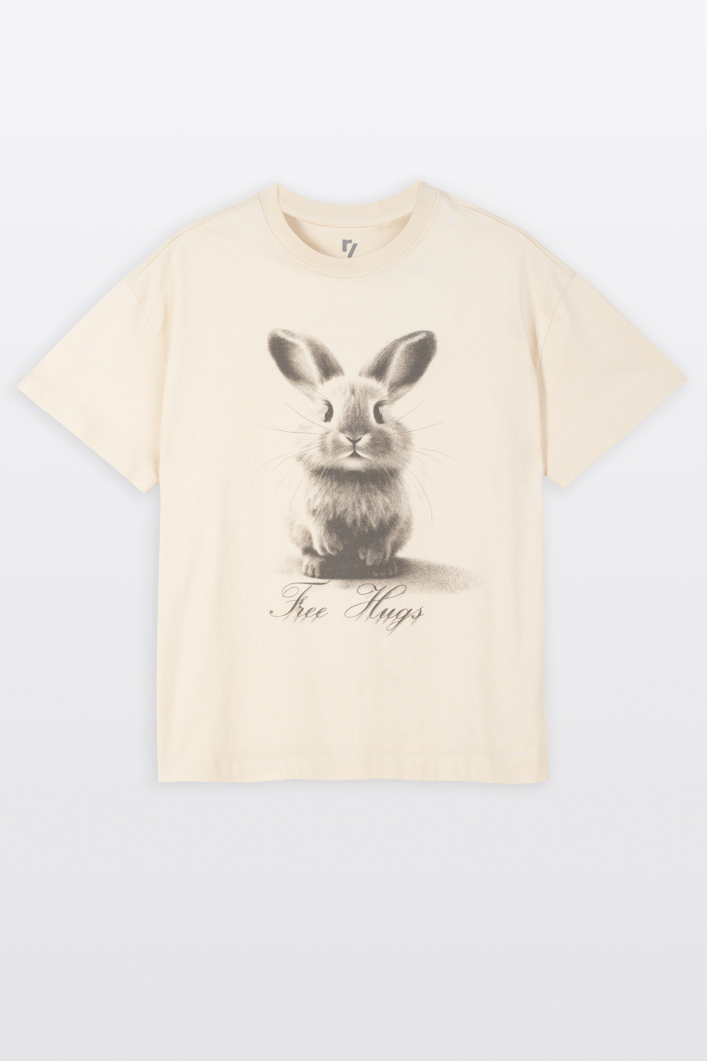 Kremowy t-shirt COMFORT z autorską grafiką z przodu