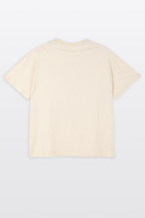 Kremowy t-shirt COMFORT z autorską grafiką z przodu