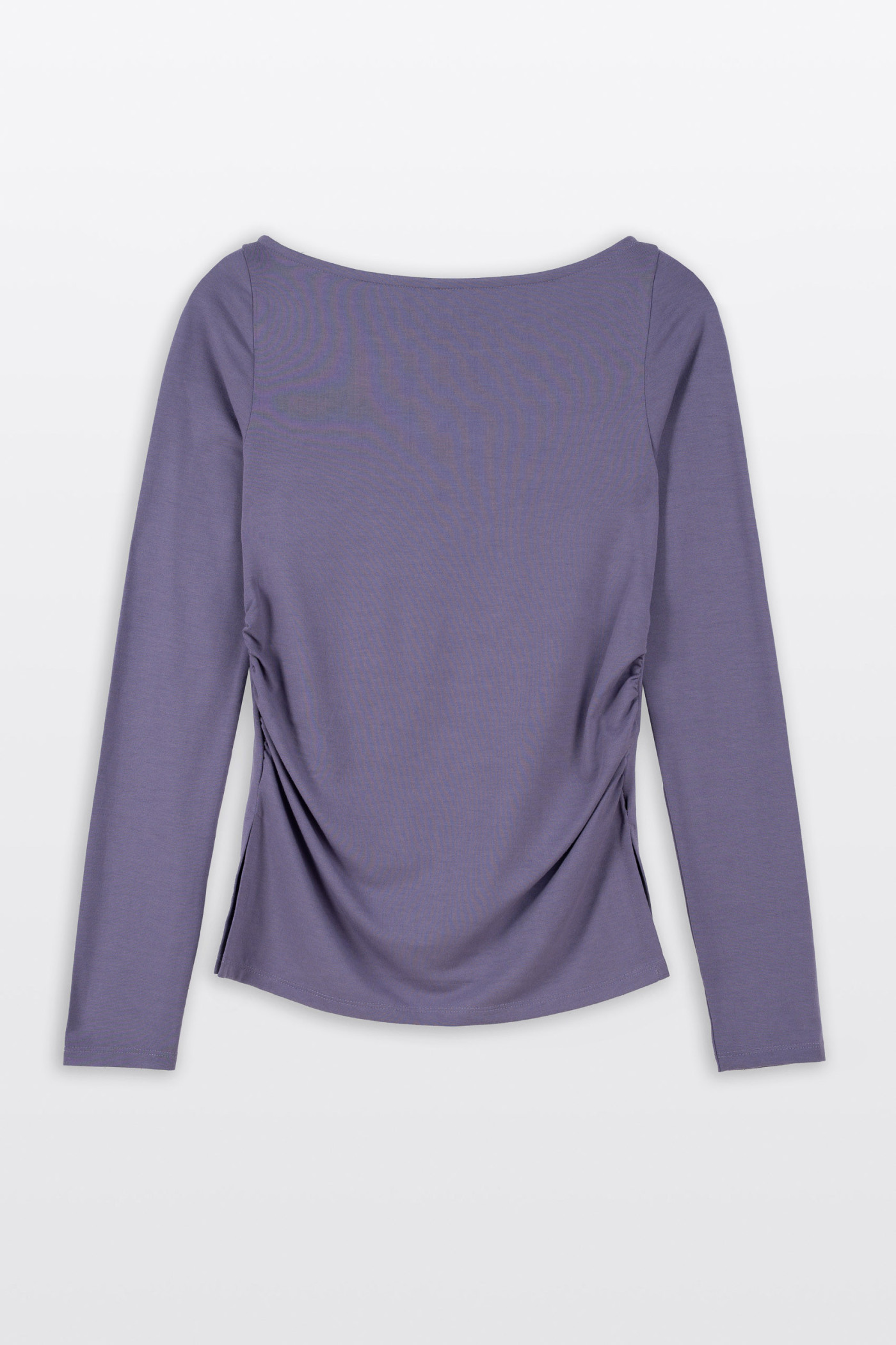 Fioletowa bluzka LONG z długimi rękawami z marszczeniami w pasie