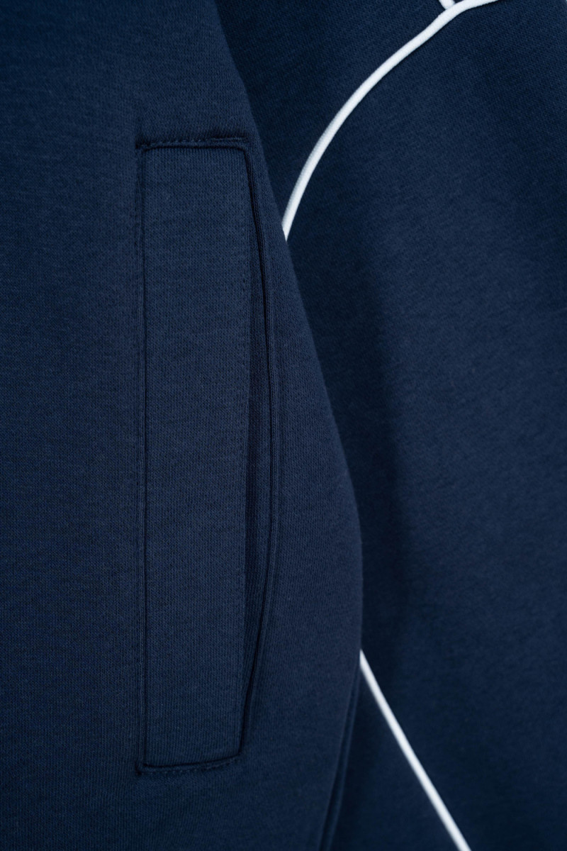 Granatowa bluza BOXY z kapturem z kontrastowymi wypustkami podkreślającymi cięcia