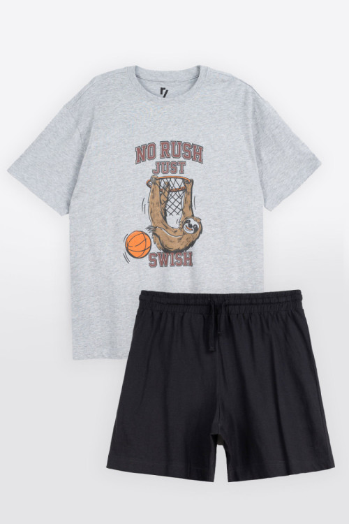 Bawełniana piżama z autorską grafiką z przodu