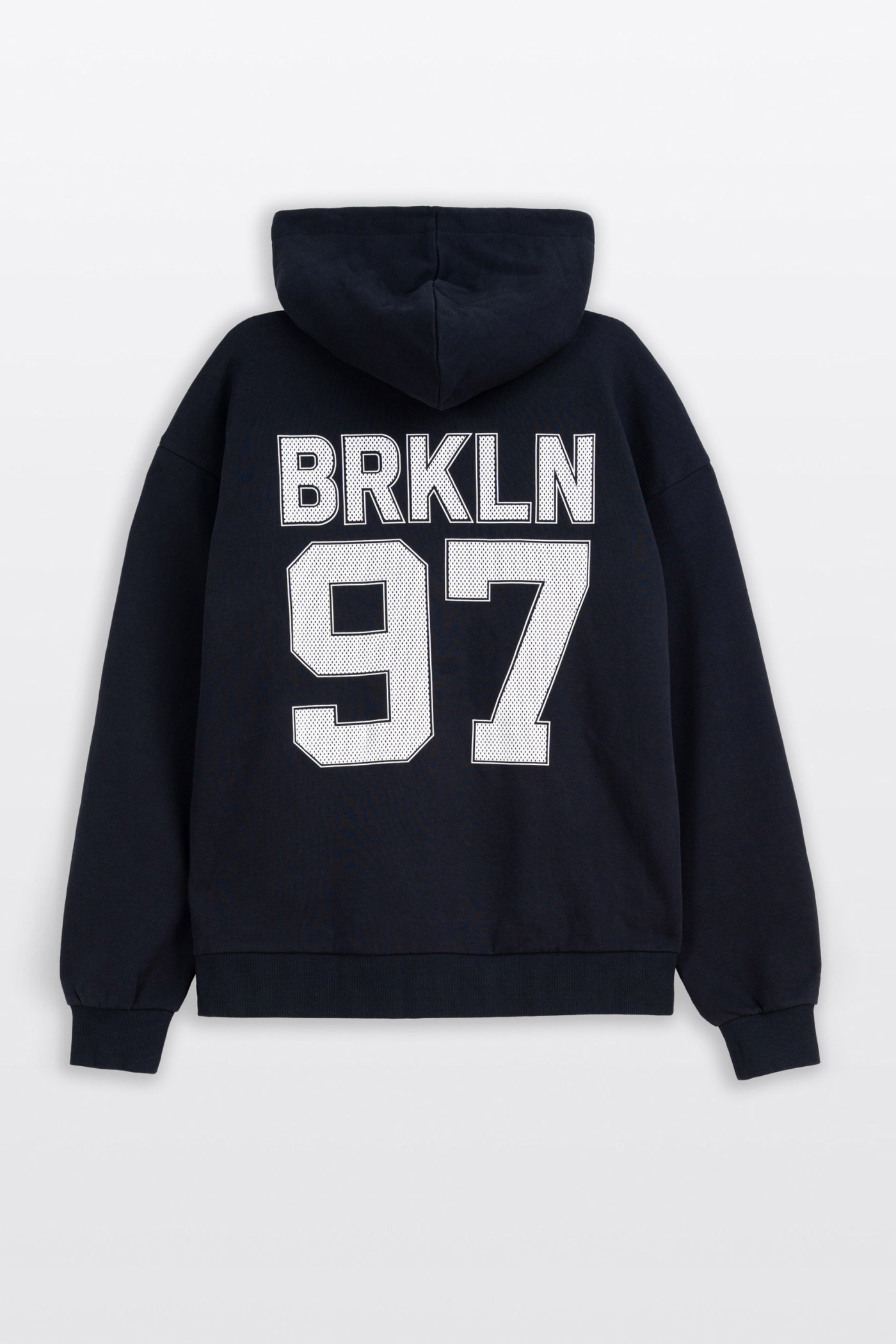 Granatowa bluza REGULAR z kapturem z autorską grafiką z tyłu