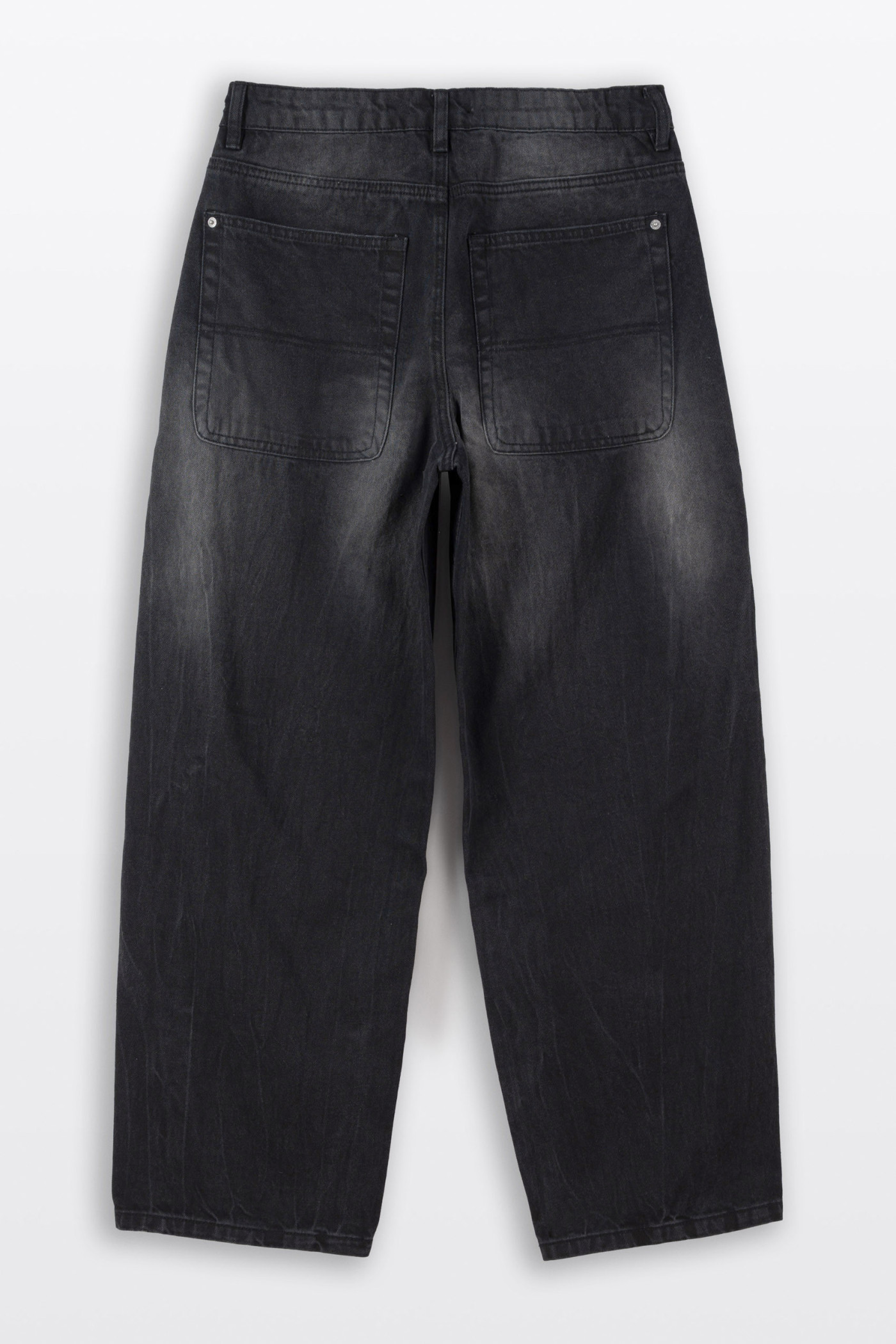 Czarne spodnie jeansowe BARREL z modnymi przetarciami