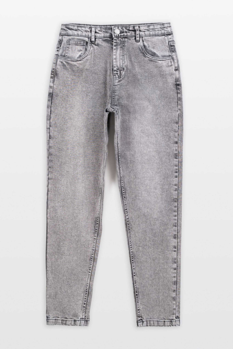 Jasnoszare spodnie jeansowe SLIM z przetarciami