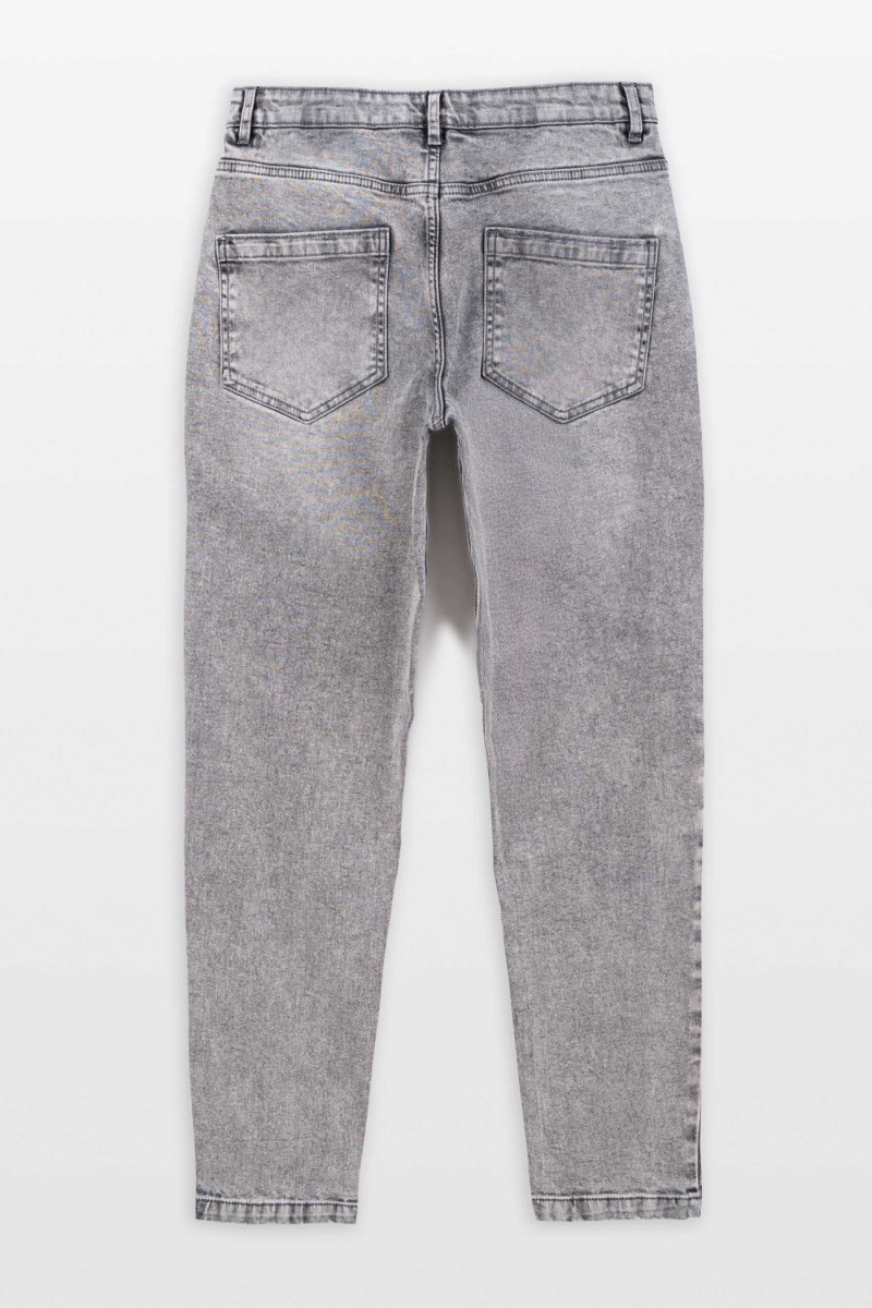 Jasnoszare spodnie jeansowe SLIM z przetarciami