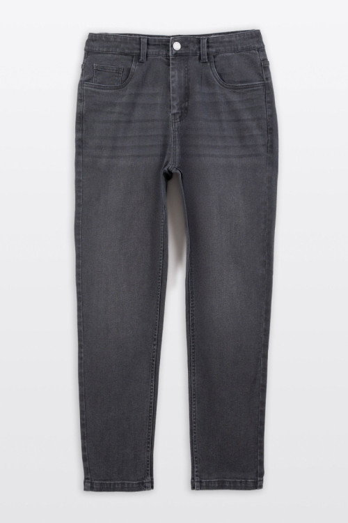 Ciemnoszare spodnie jeansowe SLIM z przetarciami