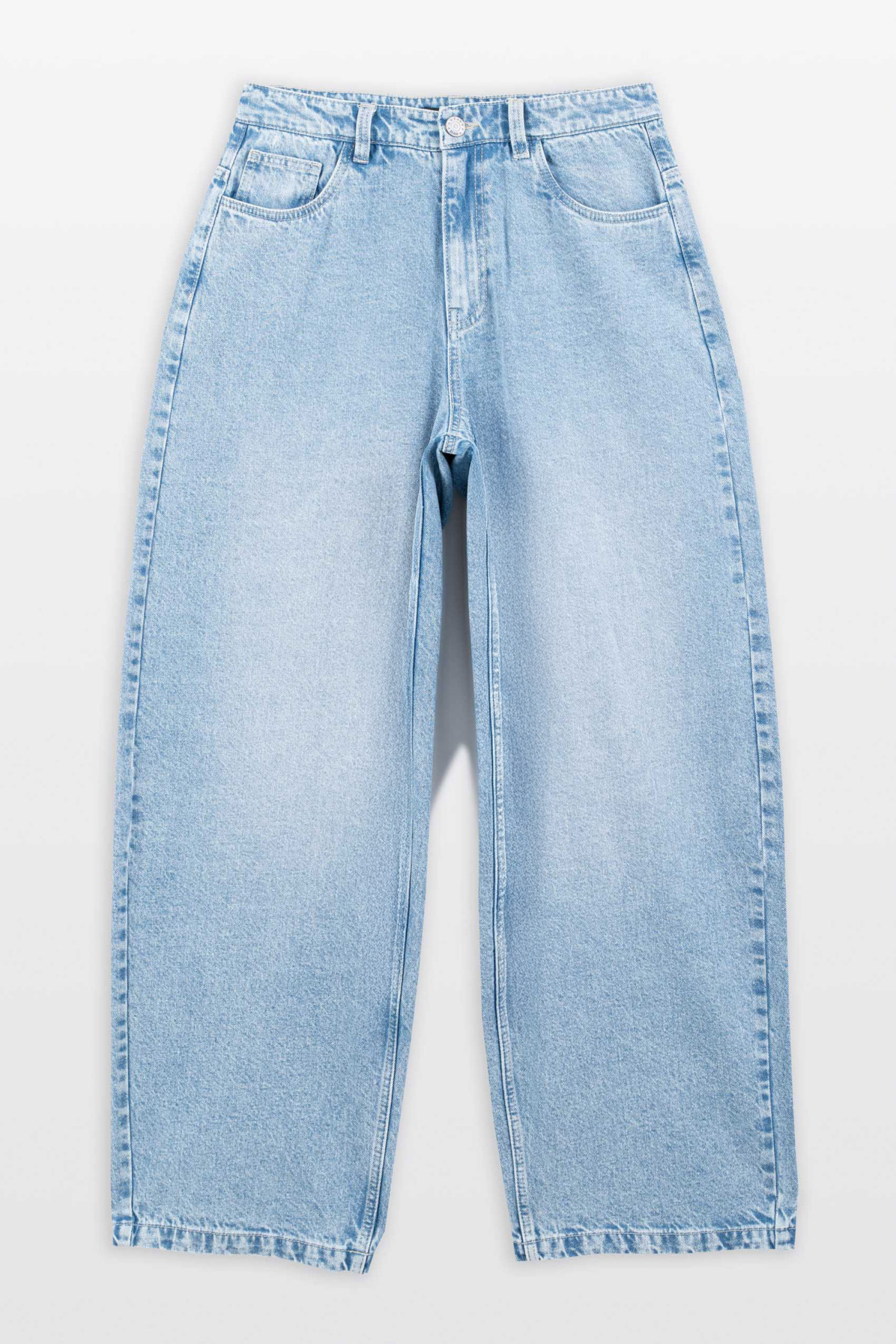 Niebieskie spodnie jeansowe BAGGY z efektem sprania