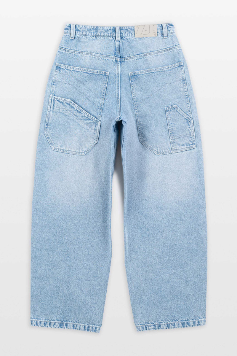 Niebieskie spodnie jeansowe BAGGY z efektem sprania