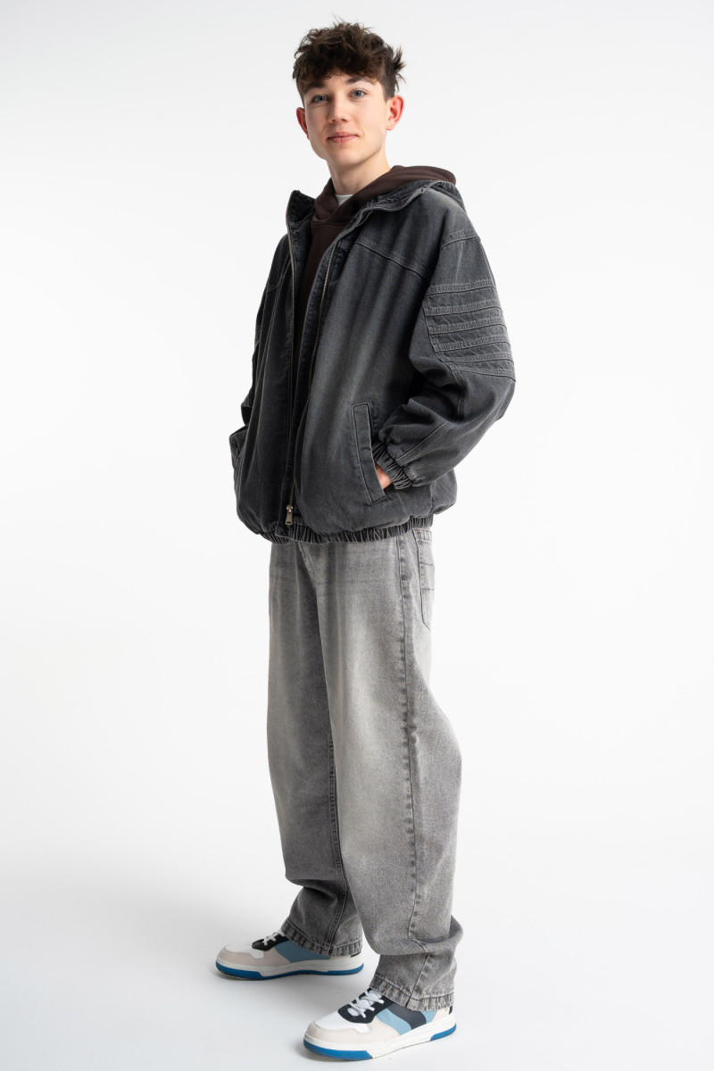 Jasnoszare spodnie jeansowe BAGGY z efektem sprania