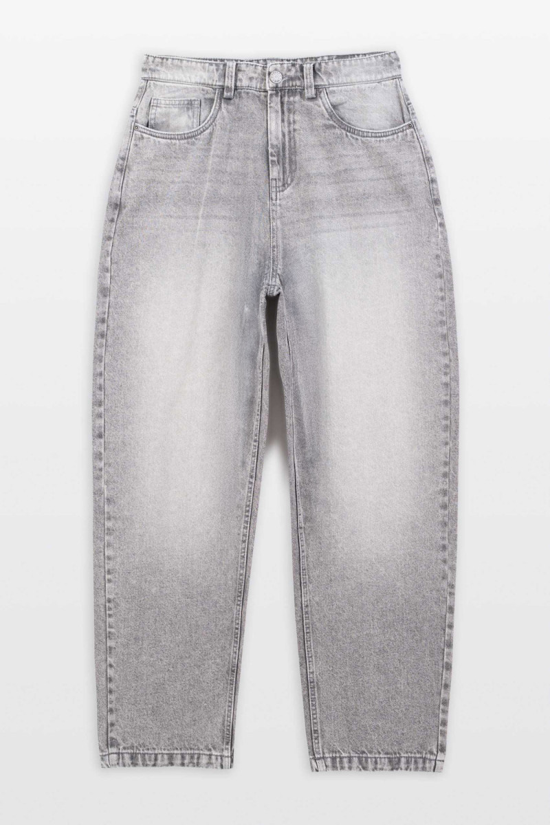 Jasnoszare spodnie jeansowe BAGGY z efektem sprania