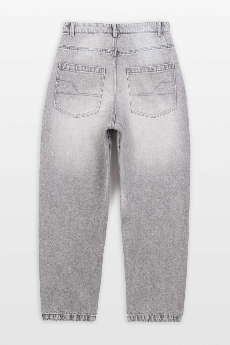 Jasnoszare spodnie jeansowe BAGGY z efektem sprania