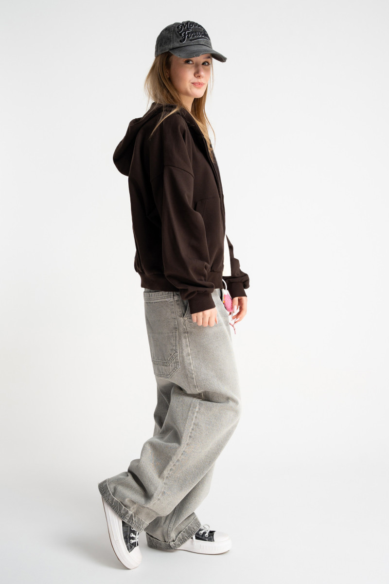 Jasnoszare spodnie jeansowe BAGGY z modnymi kieszeniami