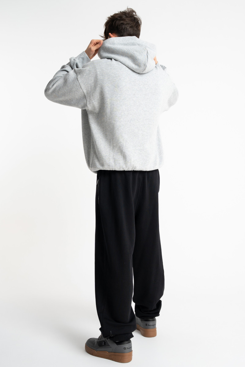 Szara bluza BOXY z kapturem z minimalistycznym nadrukiem