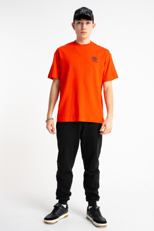 Czarne spodnie dresowe SLIM z minimalistycznym nadrukiem