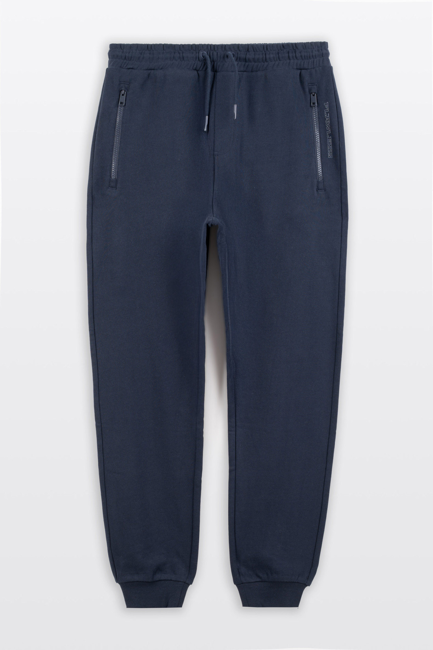 Granatowe spodnie dresowe SLIM z minimalistycznym nadrukiem